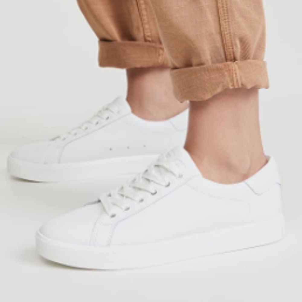 Sam Edelman Ethyl Leather Lace-Up Sneakers White 6.5